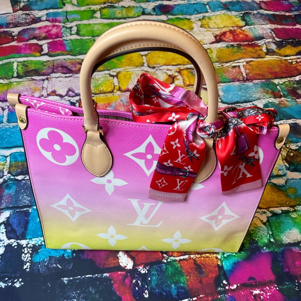 Neon Ombre Dip Hot Pink Yellow Tote Purse- NWT